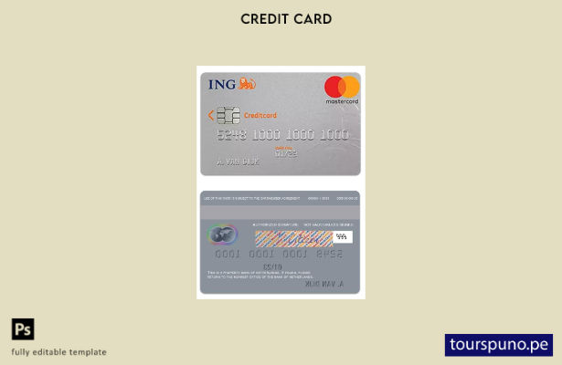 lista para imprimir plantilla de tarjeta de crédito IGN del Banco Holandés de lo